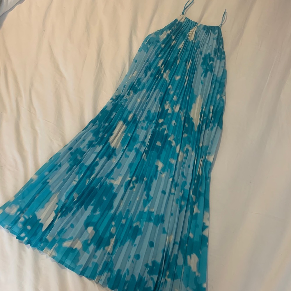 Blue Accordion Calvin Klein Dress